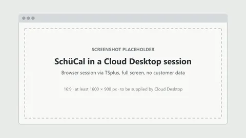 SchüCal running in a Cloud Desktop session in the browser